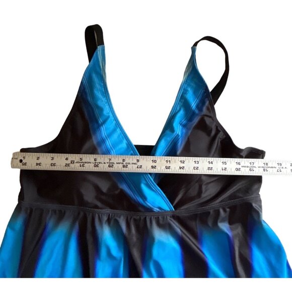 Blue & Black Striped Tankini Style Swimsuit Size 2XL - Picture 6 of 11